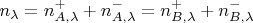 $$n_{\lambda}=n^+_{A,\lambda}+n^-_{A,\lambda}=n^+_{B,\lambda}+n^-_{B,\lambda}$$