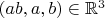 $(ab,a,b)\in\mathbb R^3$