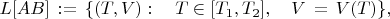 $ L[AB] \, := \, \{ (T,V): \quad T \in [T_1,T_2] , \quad V \, = \, V(T) \} , $