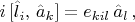 $i\,[\hat{l}_i,\,\hat{a}_k]=e_{kil}\,\hat{a}_l\,,$