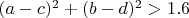 $(a-c)^2+(b-d)^2>1.6$