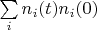 $ \sum\limits_i n_i (t) n_i (0) $