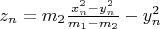 $z_n=m_2\frac{x_n^2-y_n^2}{m_1-m_2}-y_n^2$ $z_n=m_2\frac{x_n^2-y_n^2}{m_1-m_2}-y_n^2$