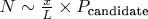$N \sim \frac{x}{L} \times P_{\text{candidate}}$