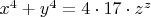 $x^4+y^4=4\cdot 17 \cdot z^z$