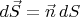 $d\vec{S}=\vec{n}\,dS$