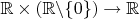 $\mathbb R \times (\mathbb R \backslash \{0\}) \to \mathbb R$