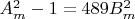 $A_m^2 - 1 = 489B_m^2$