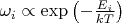 $\omega_i \propto \exp\left(-\frac{E_i}{kT} \right)$