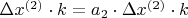 \Delta x^{(2)} \cdot k = a_2 \cdot \Delta x^{(2)} \cdot k