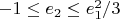 $-1 \le e_2 \le e_1^2/3$ $-1 \le e_2 \le e_1^2/3$