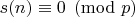 $s(n) \equiv 0 \pmod p$