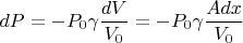 $$dP = -P_0 \gamma \frac{dV}{V_0} = -P_0 \gamma \frac{A dx}{V_0}$$