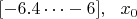 $[-6.4\cdots -6],~~x_0$
