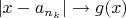 $|x - a_{n_k}| \to g(x)$