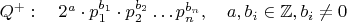$Q^+: \quad 2^a \cdot p_1^{b_1}\cdot p_2^{b_2}\ldots p_n^{b_n},\quad a,b_i \in \mathbb{Z}, b_i \ne 0$