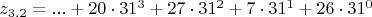 $z_{3.2}=...+20\cdot 31^{3}+27\cdot 31^{2}+7\cdot 31^{1}+26\cdot 31^{0}$