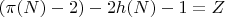 $\( (\pi(N) - 2) - 2h(N) - 1 = Z \)$ $\( (\pi(N) - 2) - 2h(N) - 1 = Z \)$
