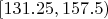 $[131.25, 157.5)$
