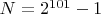 $N=2^{101}-1$