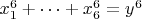 $x_1^6 + \dots + x_6^6 = y^6$