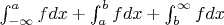 $\int_{-\infty}^{a} fdx + \int_{a}^{b} fdx + \int_{b}^{\infty} fdx$