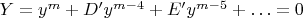 $Y=y^m+D'y^{m-4}+E'y^{m-5}+\dotsc=0$