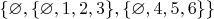 $\{\varnothing, \{\varnothing, 1,2,3\}, \{\varnothing, 4,5,6\}\}$