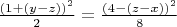 $\frac{(1+(y-z))^2}{2}=\frac{(4-(z-x))^2}{8}$ $\frac{(1+(y-z))^2}{2}=\frac{(4-(z-x))^2}{8}$