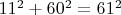 $11^2+60^2=61^2$