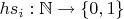 $hs_i:\mathbb N \to \{0,1\}$