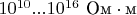 $10^{10}...10^{16}\ \text{Ом}\cdot\text{м}$